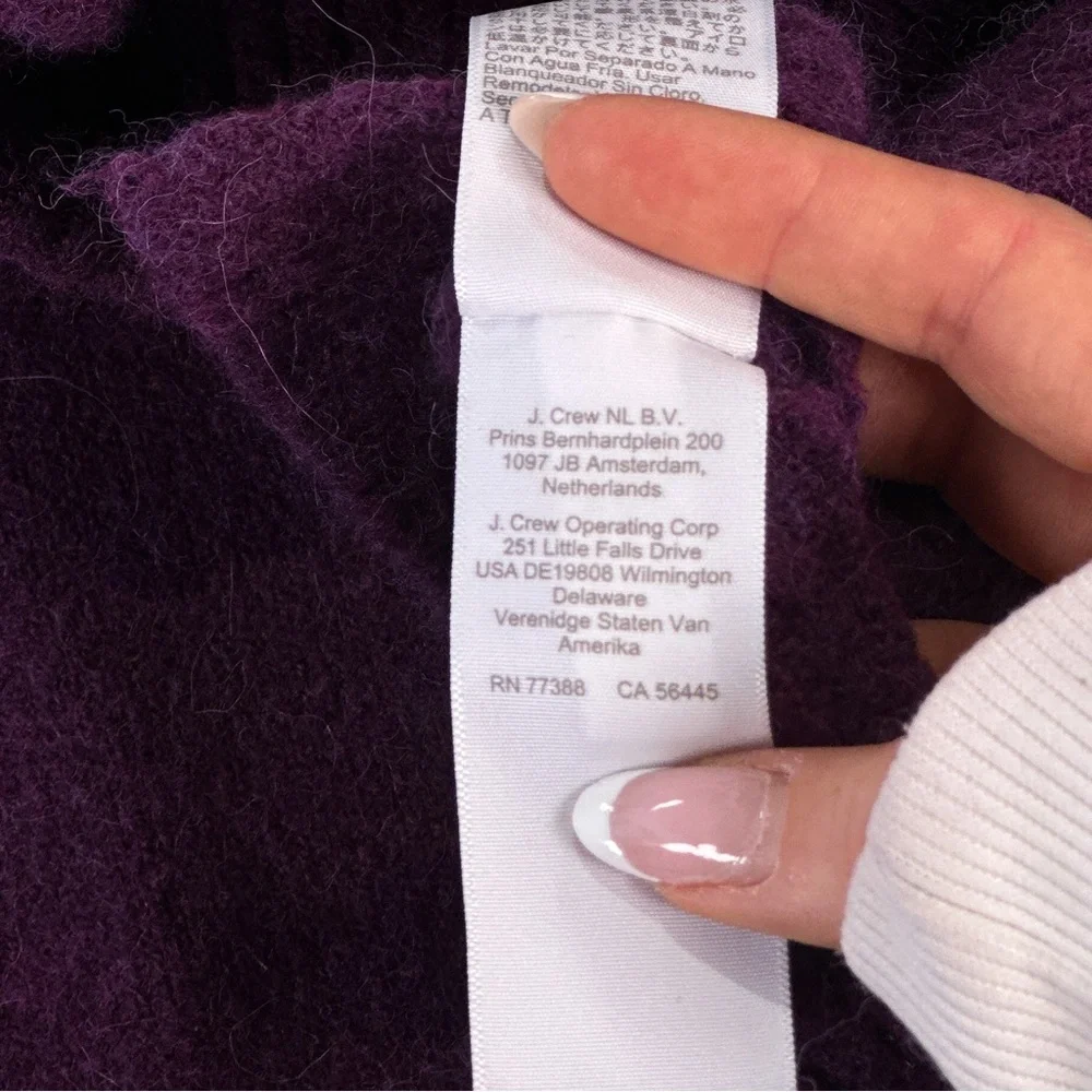 J Crew Women’s Alpaca Blend Turtleneck Sweater Purple Knit M - Picture 8 of 11
